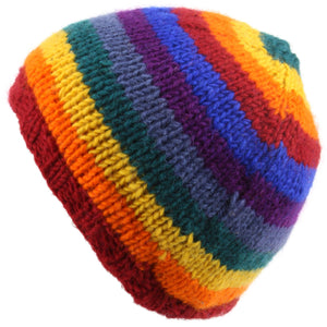 Wollstrickmütze mit Fleecefutter – Regenbogen