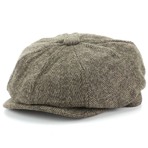 Uld tweed gatsby newsboy 8 panel flad kasket hat - brun