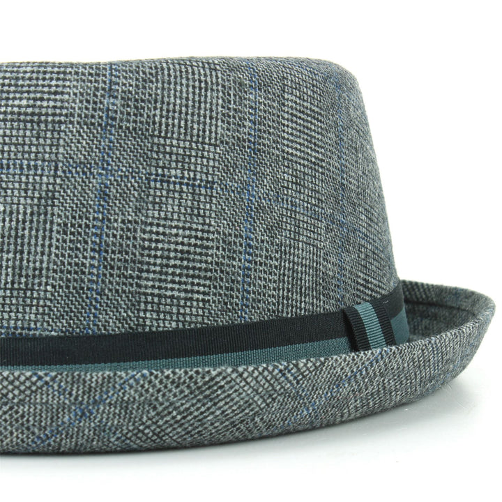 Tweed Porkpie Hat - Light Grey