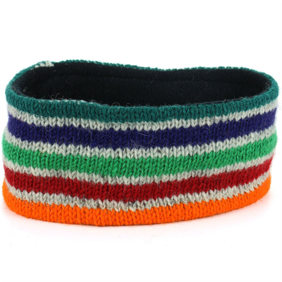 Wool Kint Headband - Stripe Green