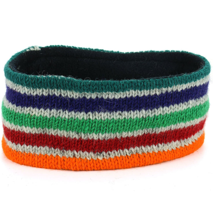 Wool Kint Headband - Stripe Green