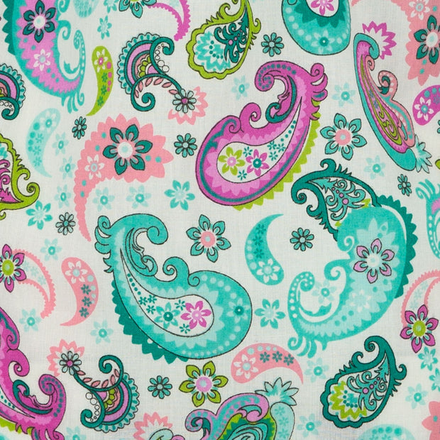 Shirred Super Top - Turquoise Paisley