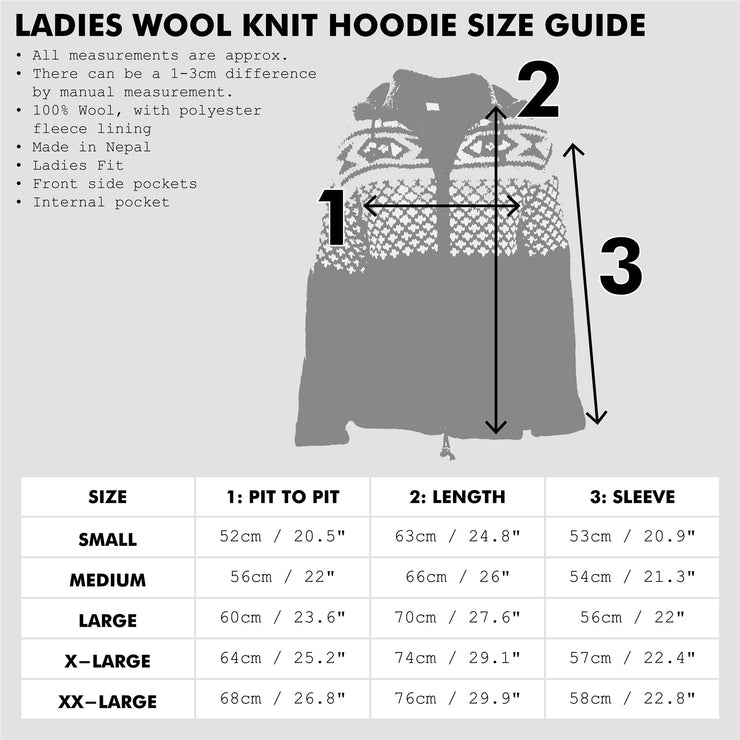 Hand Knitted Wool Hooded Jacket Cardigan Ladies Cut - Stripe Teal