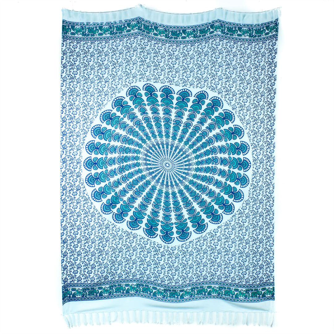 Viscose Rayon Sarong - Mandala - Green & Blue