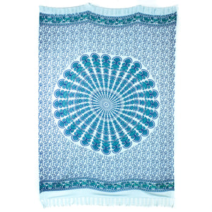 Viscose Rayon Sarong - Mandala - Green & Blue