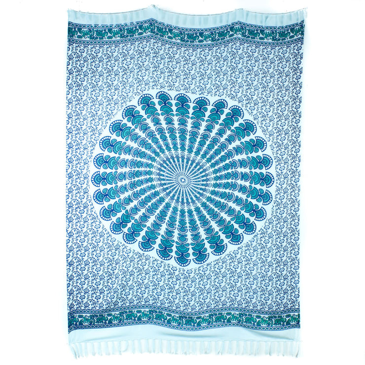 Viscose Rayon Sarong - Mandala - Green & Blue