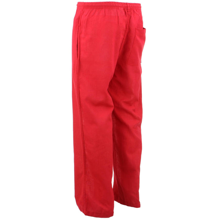 Classic Nepalese Lightweight Cotton Plain Trousers Pants - Red