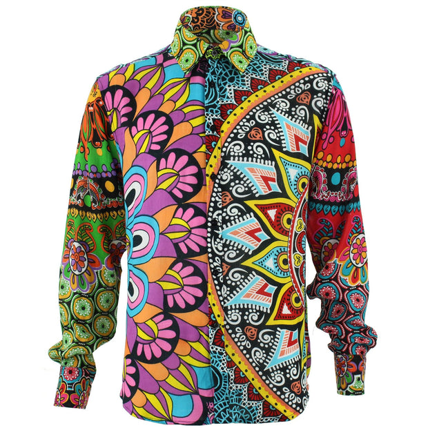 Regular Fit Long Sleeve Shirt - Random Mixed Panel - Carnival Mandala