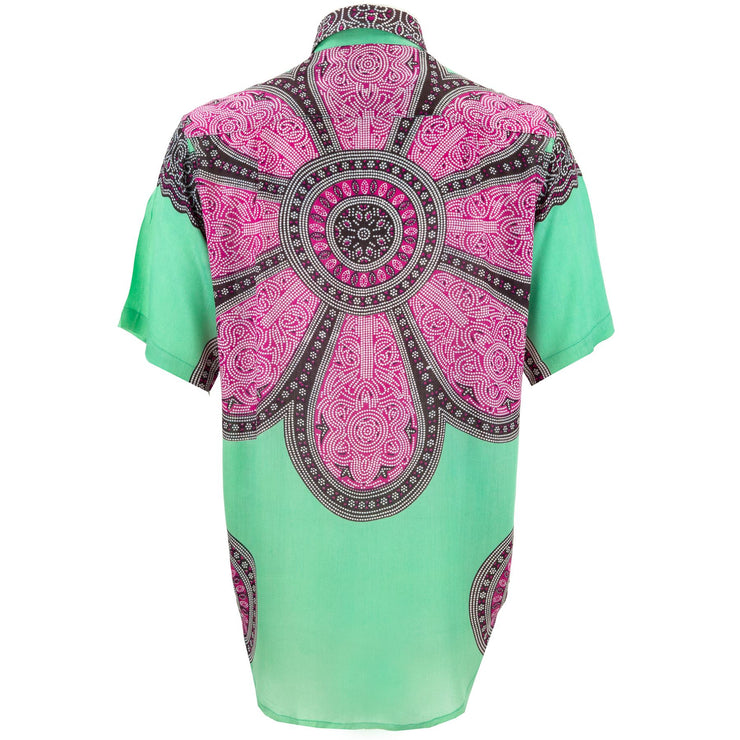 Regular Fit Short Sleeve Shirt - Flower Mandala - Green