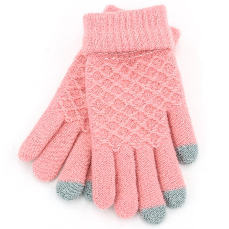 Lattice Touch Screen Gloves - Pink