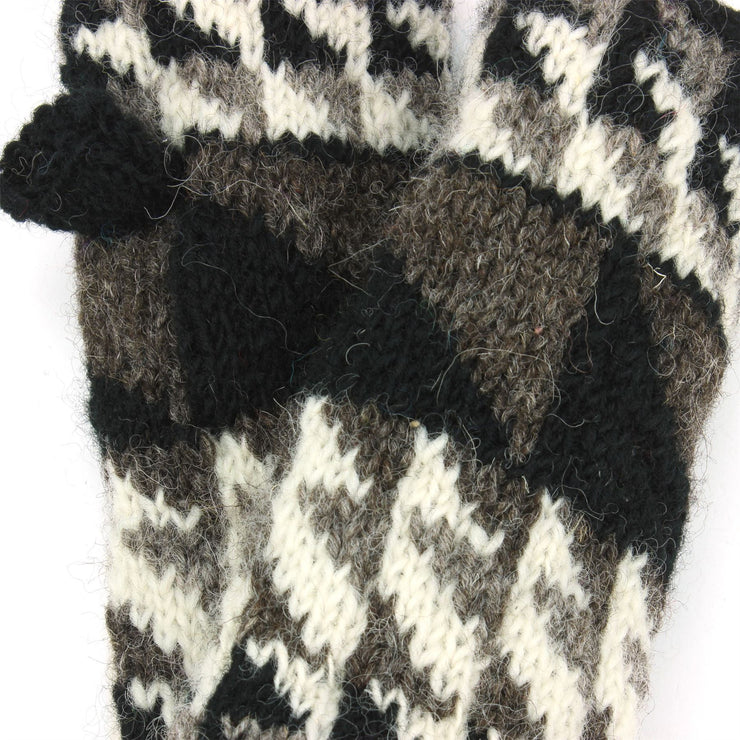 Wool Knit Arm Warmer - Triangles - Black