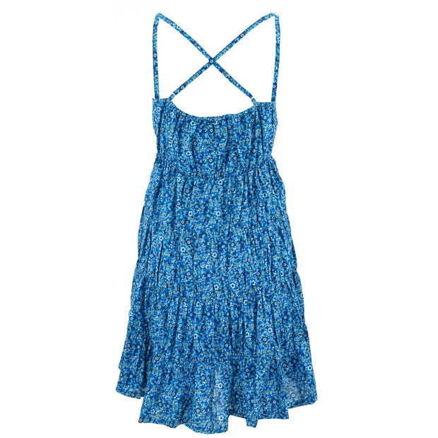 Tier Drop Summer Dress - Delicate Blue Flower