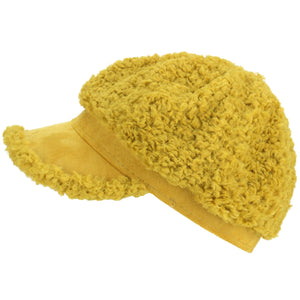 Macahel Soft Towelling Sherpa Peaked Cap - Mustard