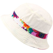 Bright Floral Print Reversible Bucket Hat - White