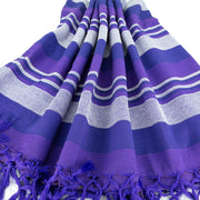 Striped Cotton Blanket With Tassel Edging - Iris