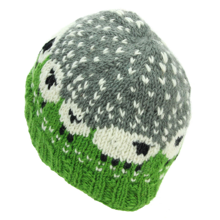 Hand Knitted Wool Beanie Hat - Green