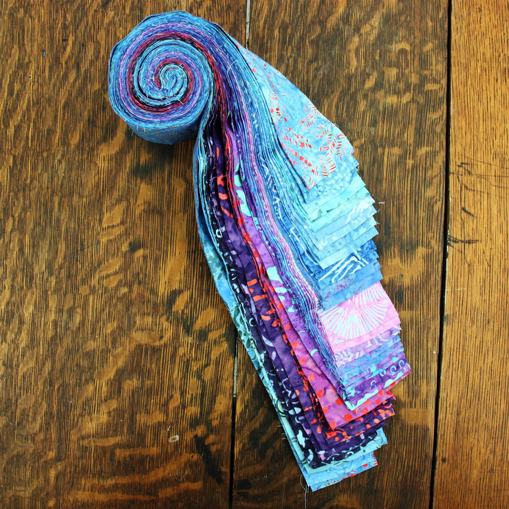 Jelly Roll - 40 Strips of 2.5" x 37" Cotton Batik