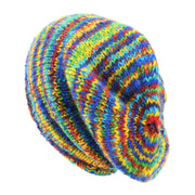 Hand Knitted Baggy Slouch Beanie Hat - SD Rainbow