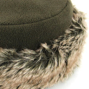 Fleece Hat with a Faux Fur cuff - Brown