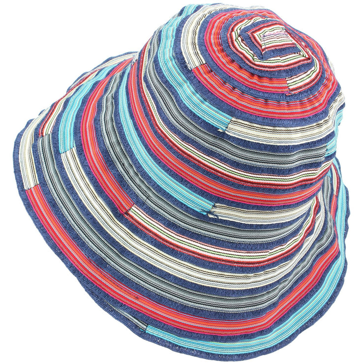 Ladies Multi Stripe Sun Hat - Blue