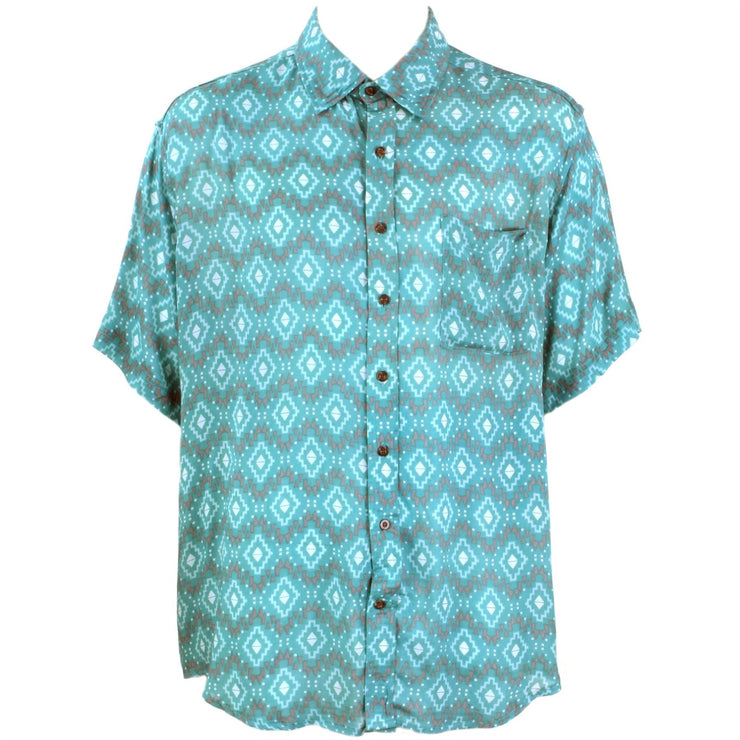Regular Fit Short Sleeve Shirt - Turquoise Aztec