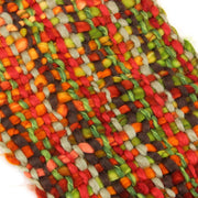Long Chunky Knit Acrylic Scarf - Green, Red & Beige