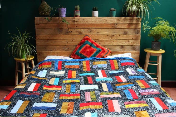 Handmade Quilted Patchwork Batik Printed Bedspread