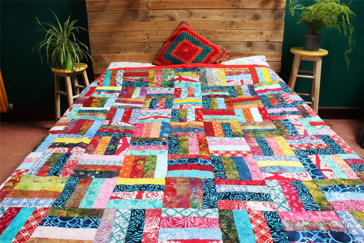 Handmade Quilted Patchwork Batik Printed Bedspread