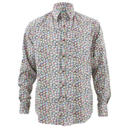 Tailored Fit Long Sleeve Shirt - Small Colourful Floral on Black