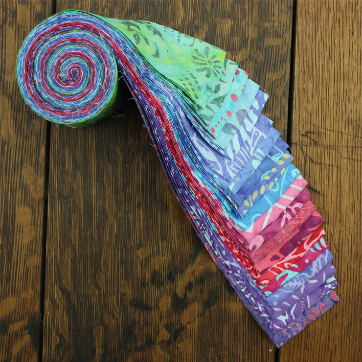 Jelly Roll - 20 Strips of 2.5" x 37" Cotton Batik