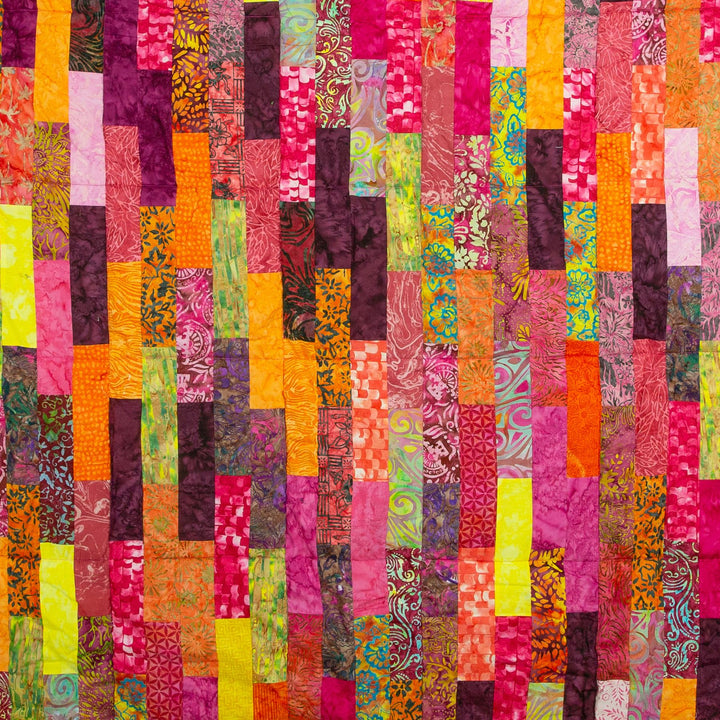 Handmade Quilted Patchwork Batik Printed Bedspread - Rose