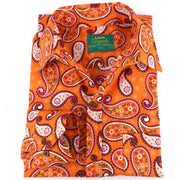 Tailored Fit Long Sleeve Shirt - Orange & White Paisley