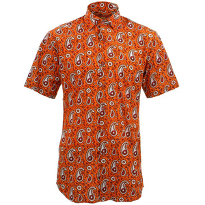 Tailliert geschnittenes Kurzarmhemd – Blockdruck – Paisley