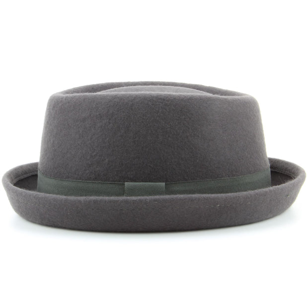 100% Wool felt Pork pie hat with band - Grey