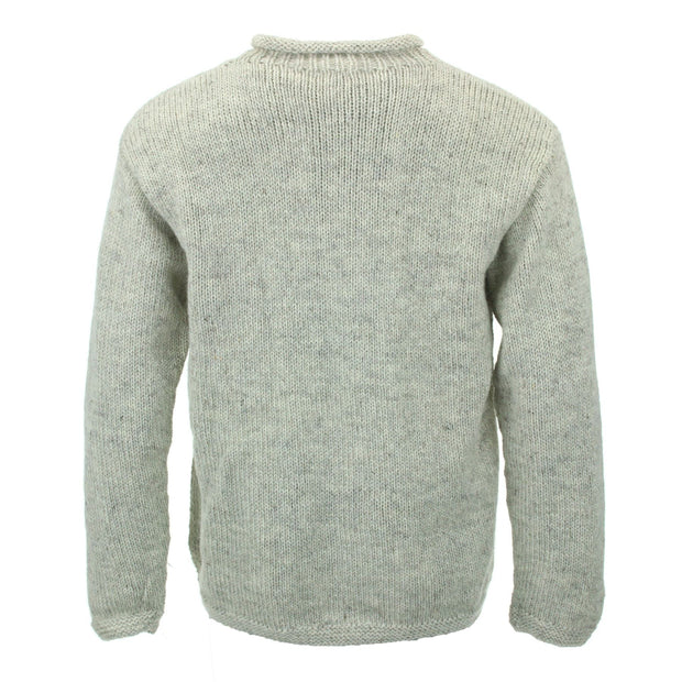 Hand Knitted Wool Jumper - Plain Light Grey