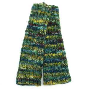 Jambières en laine tricotées à la main - mélange vert sd