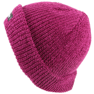 Chenille beanie hat med fleecefor - Pink (One Size)