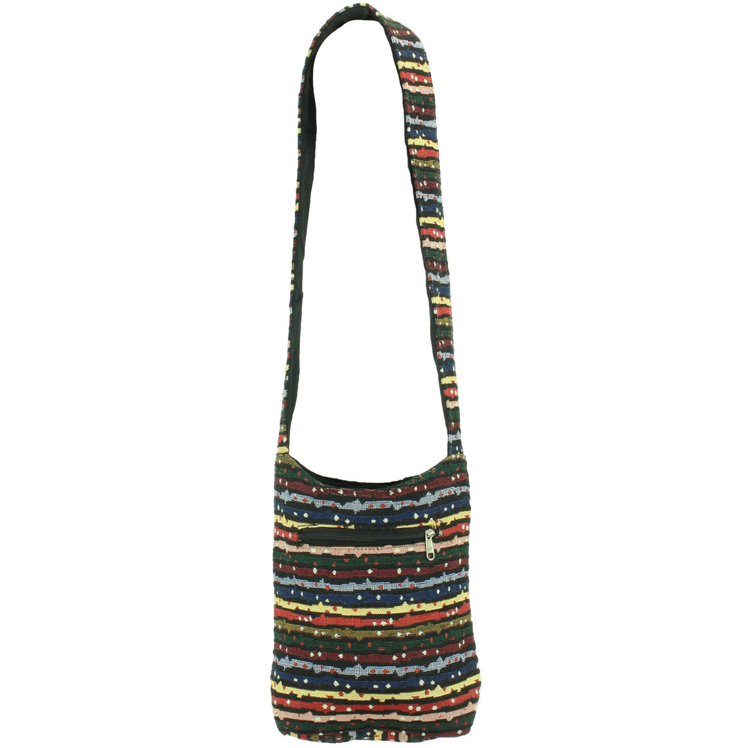 Cotton Canvas Sling Shoulder Bag - Stripes Spots