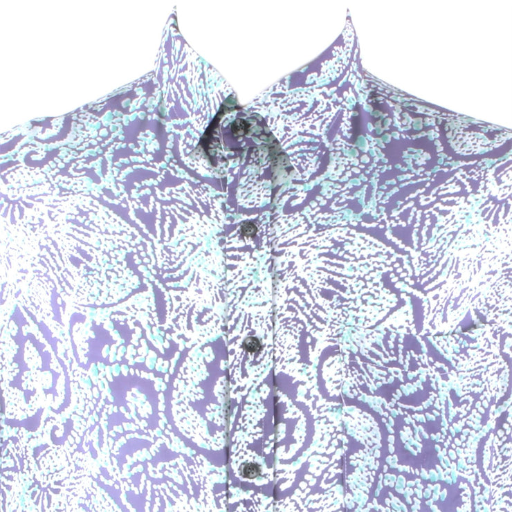 Regular Fit Long Sleeve Shirt - Blue Grey Abstract