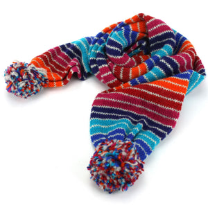 Chunky Wool Knit Scarf - Stripe Blue