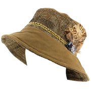 Ladies Mixed Fabric Cloche Hat with a Soft Velvety Crown and Brim