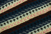 Chunky Wool Knit Jumper - Stripe Navy Pink Pattern
