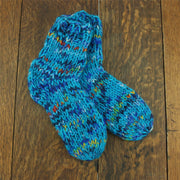 Hand Knitted Wool Ankle Socks - SD Bright Blue Mix