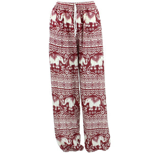 Pantalon ample ali baba sarouel éléphant - rouge et blanc