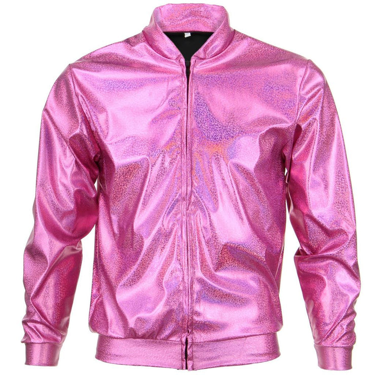 Unisex Shiny Bomber Jacket - Pink