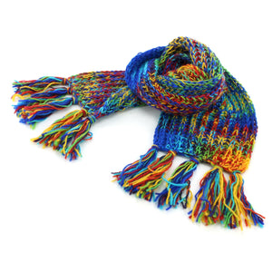 Écharpe en laine tricotée à la main - arc-en-ciel sd