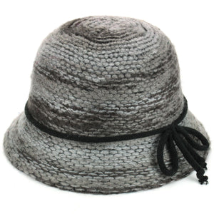 Knitted Cloche Hat - Grey