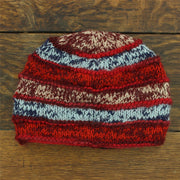 Hand Knitted Wool Beanie Hat - 17 Red