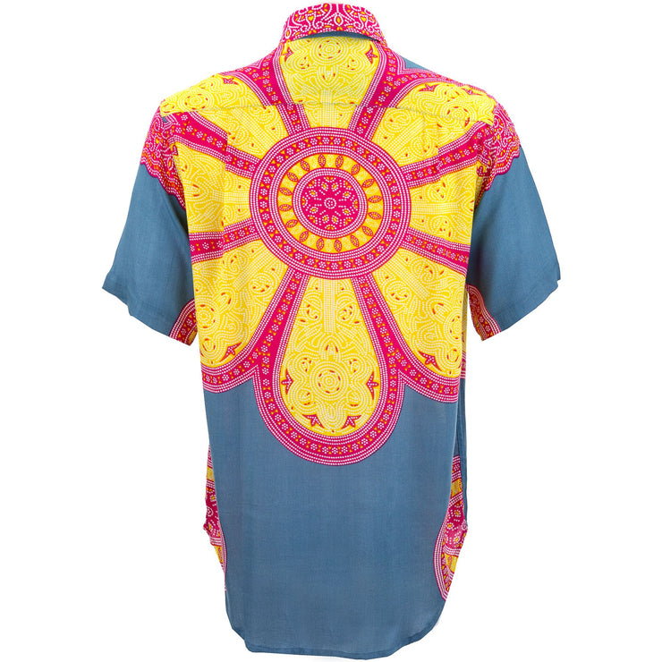 Regular Fit Short Sleeve Shirt - Flower Mandala - Blue