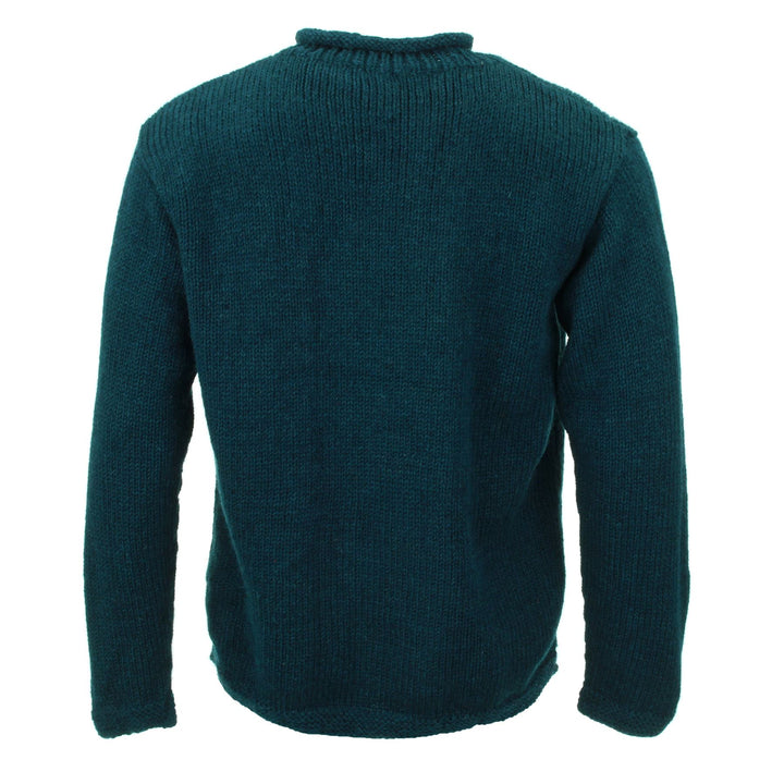 Hand Knitted Wool Jumper - Plain Teal